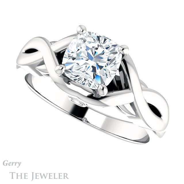 Cushion Cut Forever One Moissanite Engagement Ring #GTJ1255-cushion-fo-w