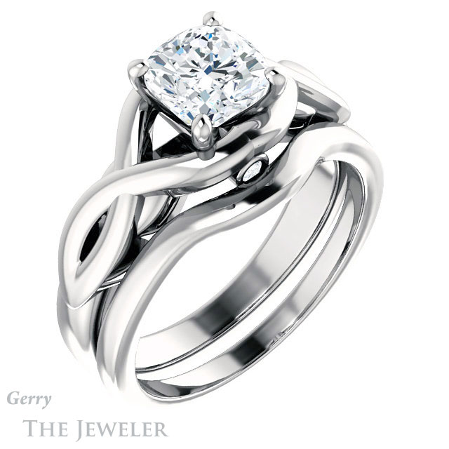 Cushion Cut Forever One Moissanite Engagement Ring #GTJ1255-cushion-fo-w