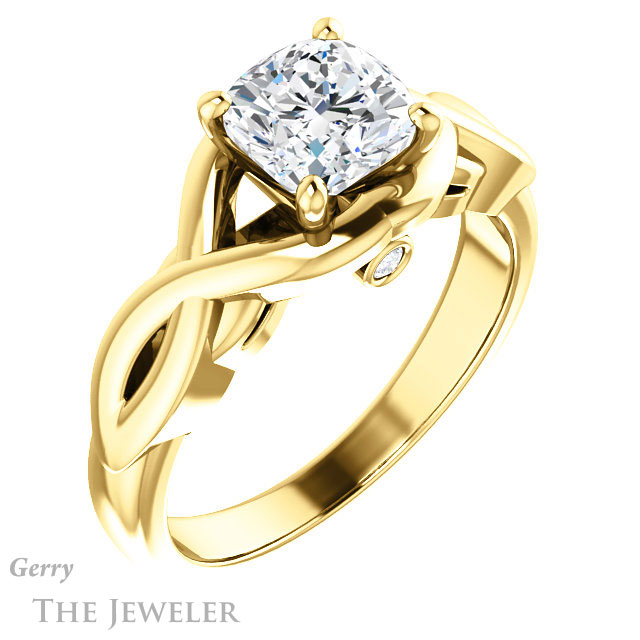 Cushion Cut Forever One Moissanite Engagement Ring #GTJ1255-cushion-fo-y