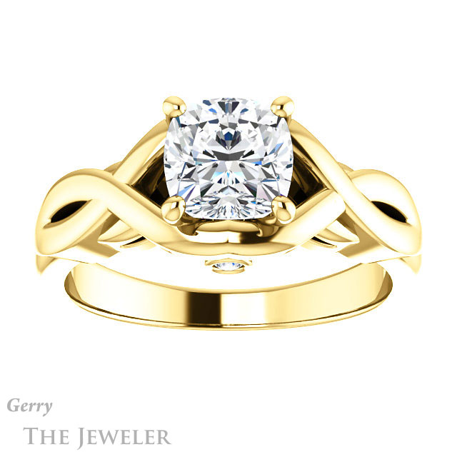 Cushion Cut Forever One Moissanite Engagement Ring #GTJ1255-cushion-fo-y