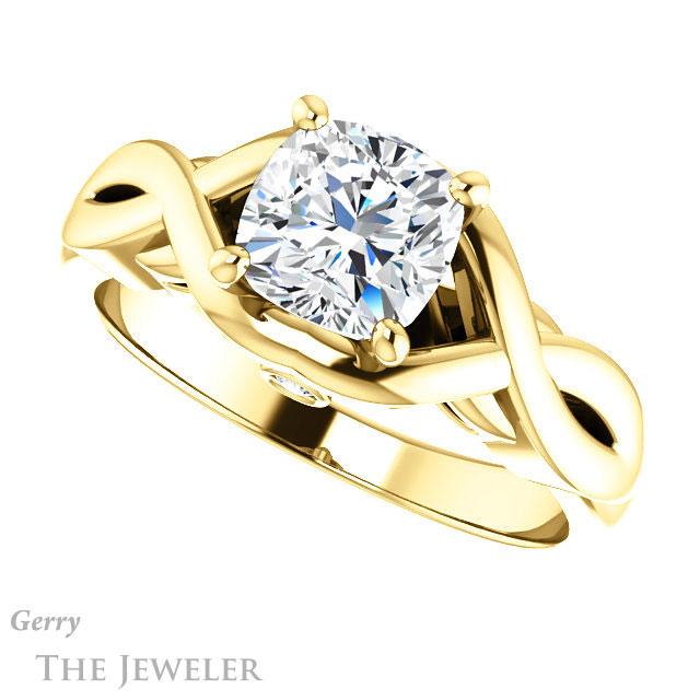 Cushion Cut Forever One Moissanite Engagement Ring #GTJ1255-cushion-fo-y