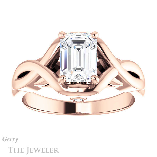 Emerald Cut Forever Brilliant Moissanite Engagement Ring #GTJ1255-emerald-fb-r