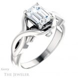 Emerald Cut Forever Brilliant Moissanite Engagement Ring #GTJ1255-emerald-fb-w