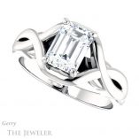 Emerald Cut Forever Brilliant Moissanite Engagement Ring #GTJ1255-emerald-fb-w