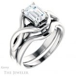 Emerald Cut Forever Brilliant Moissanite Engagement Ring #GTJ1255-emerald-fb-w