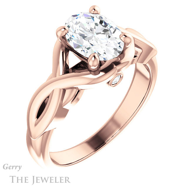 Oval Shaped Forever One Moissanite Engagement Ring #GTJ1255-oval-fo-r
