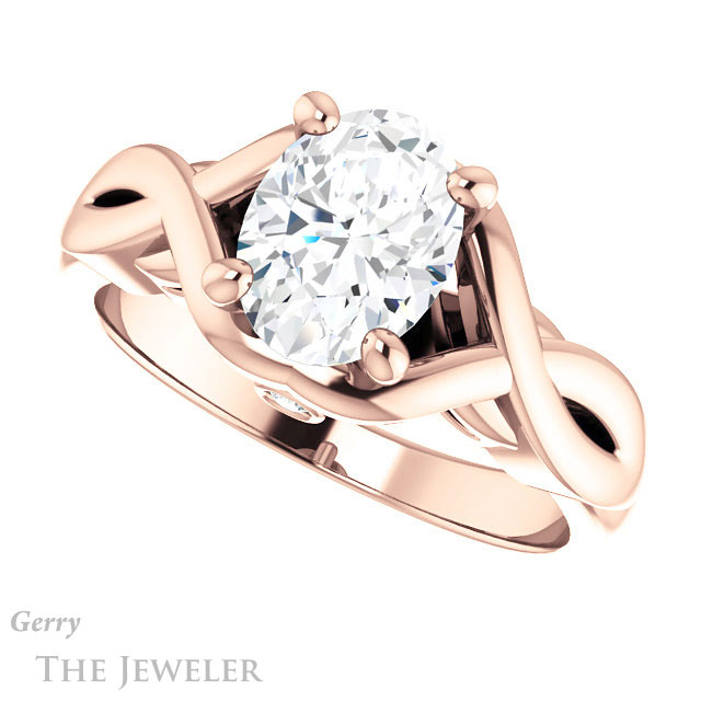 Oval Shaped Forever One Moissanite Engagement Ring #GTJ1255-oval-fo-r