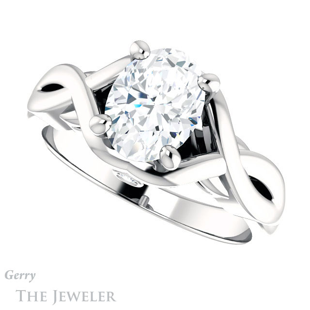 Oval Shaped Forever One Moissanite Engagement Ring #GTJ1255-oval-fo-w 5 Oval Shaped Forever One Moissanite Engagement Ring #GTJ1255-oval-fo-w