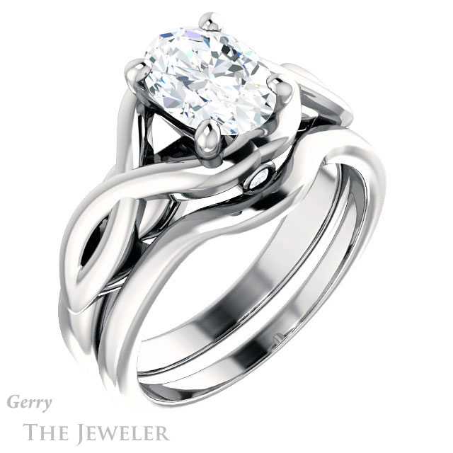 Oval Shaped Forever One Moissanite Engagement Ring #GTJ1255-oval-fo-w 6 Oval Shaped Forever One Moissanite Engagement Ring #GTJ1255-oval-fo-w
