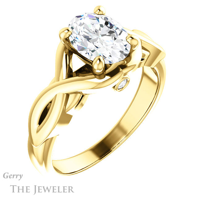 Oval Shaped Forever One Moissanite Engagement Ring #GTJ1255-oval-fo-y 4 Oval Shaped Forever One Moissanite Engagement Ring #GTJ1255-oval-fo-y