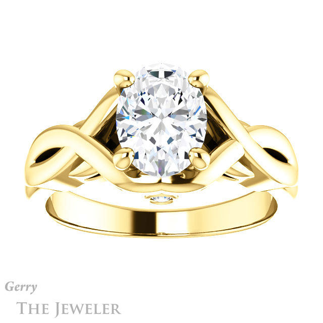 Oval Shaped Forever One Moissanite Engagement Ring #GTJ1255-oval-fo-y 1 Oval Shaped Forever One Moissanite Engagement Ring #GTJ1255-oval-fo-y
