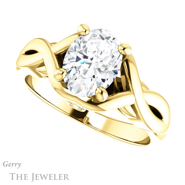 Oval Shaped Forever One Moissanite Engagement Ring #GTJ1255-oval-fo-y 5 Oval Shaped Forever One Moissanite Engagement Ring #GTJ1255-oval-fo-y