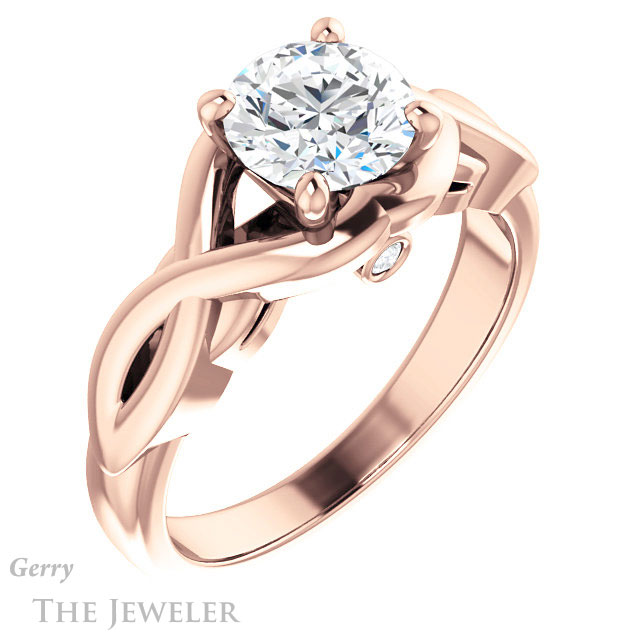 Round Cut Forever One Moissanite Engagement Ring #GTJ1255-round-fo-r 4 Round Cut Forever One Moissanite Engagement Ring #GTJ1255-round-fo-r