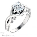 Round Cut Forever One Moissanite Engagement Ring #GTJ1255-round-fo-w 4 Round Cut Forever One Moissanite Engagement Ring #GTJ1255-round-fo-w