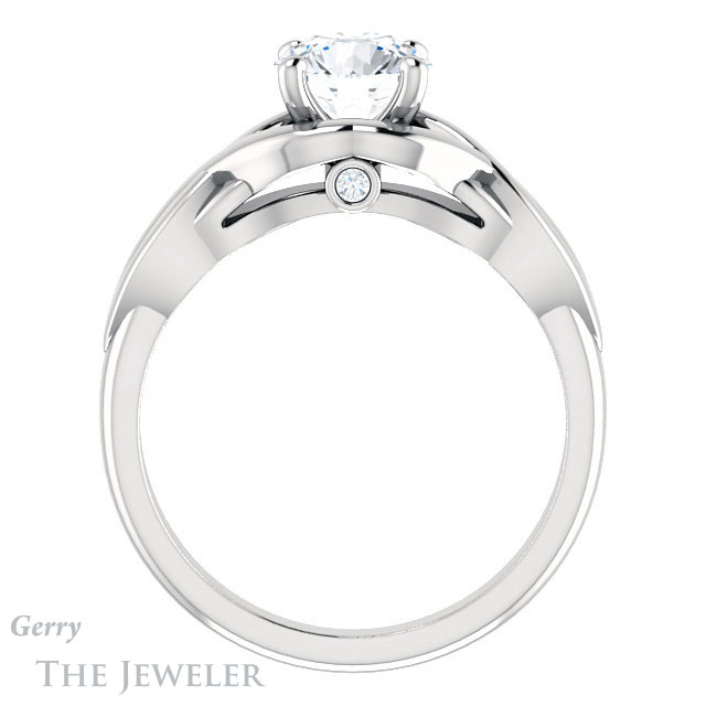 Round Cut Forever One Moissanite Engagement Ring #GTJ1255-round-fo-w 2 Round Cut Forever One Moissanite Engagement Ring #GTJ1255-round-fo-w