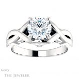 Round Cut Forever One Moissanite Engagement Ring #GTJ1255-round-fo-w 1 Round Cut Forever One Moissanite Engagement Ring #GTJ1255-round-fo-w