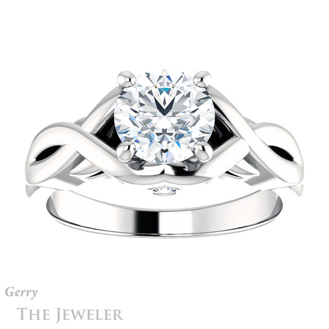Round Cut Forever One Moissanite Engagement Ring #GTJ1255-round-fo-w 1 Round Cut Forever One Moissanite Engagement Ring #GTJ1255-round-fo-w