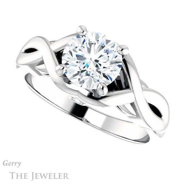 Round Cut Forever One Moissanite Engagement Ring #GTJ1255-round-fo-w 5 Round Cut Forever One Moissanite Engagement Ring #GTJ1255-round-fo-w