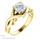 Round Cut Forever One Moissanite Engagement Ring #GTJ1255-round-fo-y