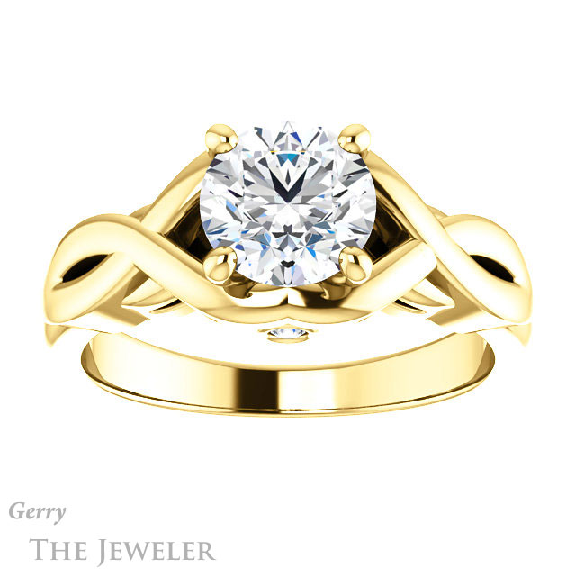 Round Cut Forever One Moissanite Engagement Ring #GTJ1255-round-fo-y