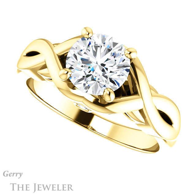 Round Cut Forever One Moissanite Engagement Ring #GTJ1255-round-fo-y