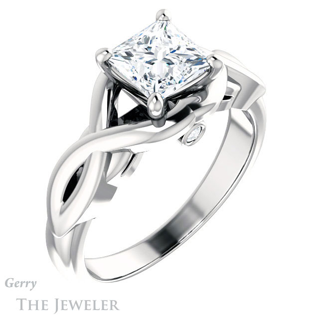 Princess Cut Forever One Moissanite Engagement Ring #GTJ1255-square-fo-w 4 Princess Cut Forever One Moissanite Engagement Ring #GTJ1255-square-fo-w