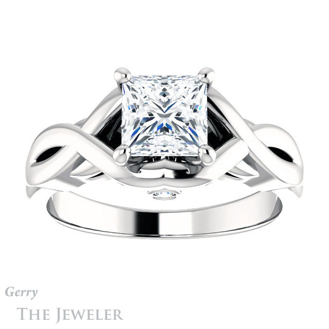 Princess Cut Forever One Moissanite Engagement Ring #GTJ1255-square-fo-w 1 Princess Cut Forever One Moissanite Engagement Ring #GTJ1255-square-fo-w