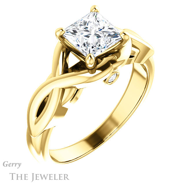 Princess Cut Forever One Moissanite Engagement Ring #GTJ1255-square-fo-y