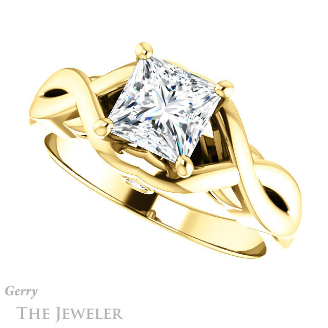 Princess Cut Forever One Moissanite Engagement Ring #GTJ1255-square-fo-y