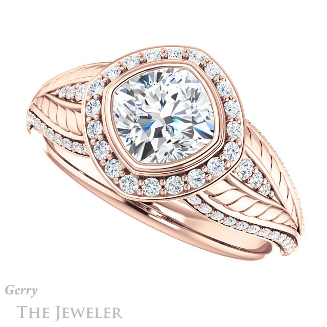 Cushion Cut Forever One Moissanite Engagement Ring #GTJ1256-cushion-fo-r | Gerry The Jeweler Cushion Cut Forever One Moissanite Engagement Ring #GTJ1256-cushion-fo-r
