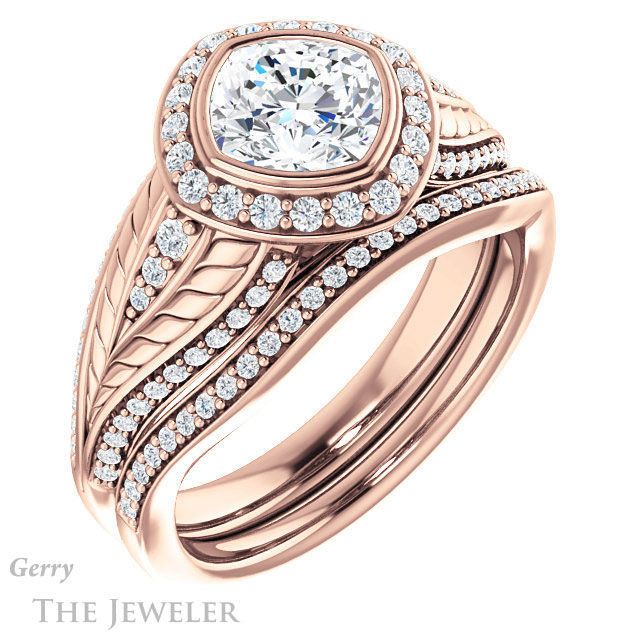 Cushion Cut Forever One Moissanite Engagement Ring #GTJ1256-cushion-fo-r | Gerry The Jeweler Cushion Cut Forever One Moissanite Engagement Ring #GTJ1256-cushion-fo-r