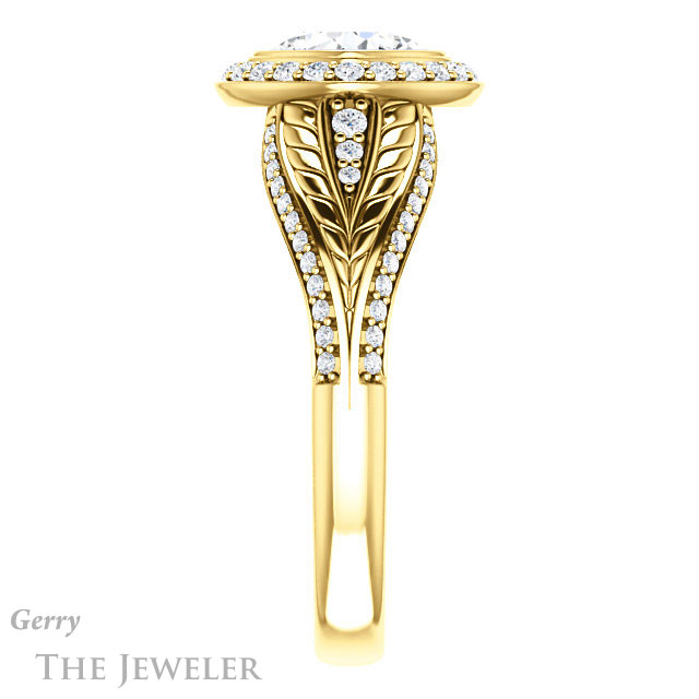 Cushion Cut Forever One Moissanite Engagement Ring #GTJ1256-cushion-fo-y | Gerry The Jeweler Cushion Cut Forever One Moissanite Engagement Ring #GTJ1256-cushion-fo-y