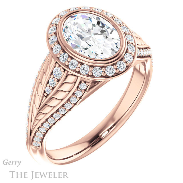 Oval Shaped Forever One Moissanite Engagement Ring #GTJ1256-oval-fo-r | Gerry The Jeweler Oval Shaped Forever One Moissanite Engagement Ring #GTJ1256-oval-fo-r