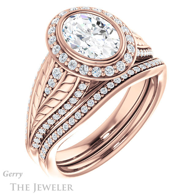 Oval Shaped Forever One Moissanite Engagement Ring #GTJ1256-oval-fo-r | Gerry The Jeweler Oval Shaped Forever One Moissanite Engagement Ring #GTJ1256-oval-fo-r