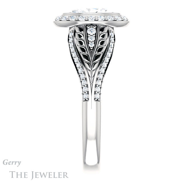 Oval Shaped Forever One Moissanite Engagement Ring #GTJ1256-oval-fo-w | Gerry The Jeweler Oval Shaped Forever One Moissanite Engagement Ring #GTJ1256-oval-fo-w