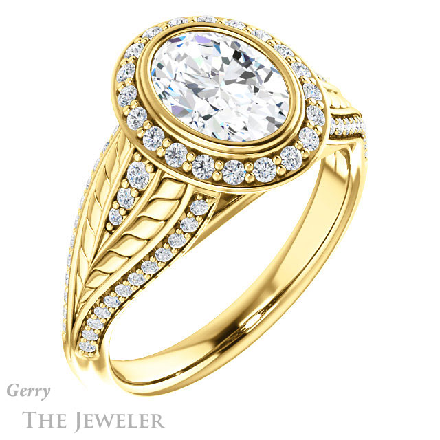 Oval Shaped Forever One Moissanite Engagement Ring #GTJ1256-oval-fo-y | Gerry The Jeweler Oval Shaped Forever One Moissanite Engagement Ring #GTJ1256-oval-fo-y