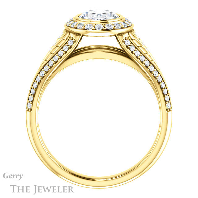 Oval Shaped Forever One Moissanite Engagement Ring #GTJ1256-oval-fo-y | Gerry The Jeweler Oval Shaped Forever One Moissanite Engagement Ring #GTJ1256-oval-fo-y
