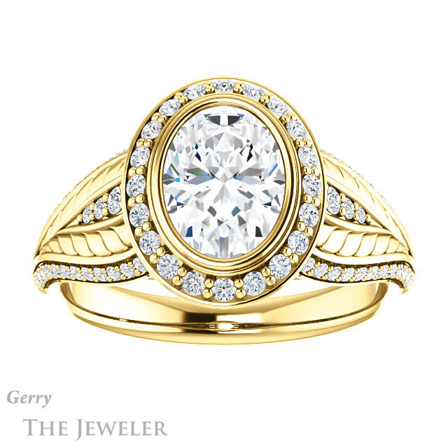 Oval Shaped Forever One Moissanite Engagement Ring #GTJ1256-oval-fo-y | Gerry The Jeweler Oval Shaped Forever One Moissanite Engagement Ring #GTJ1256-oval-fo-y
