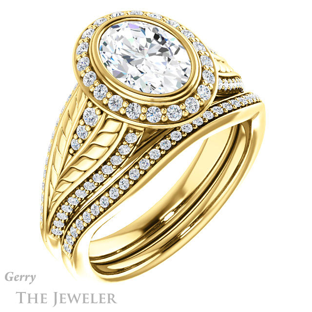 Oval Shaped Forever One Moissanite Engagement Ring #GTJ1256-oval-fo-y | Gerry The Jeweler Oval Shaped Forever One Moissanite Engagement Ring #GTJ1256-oval-fo-y