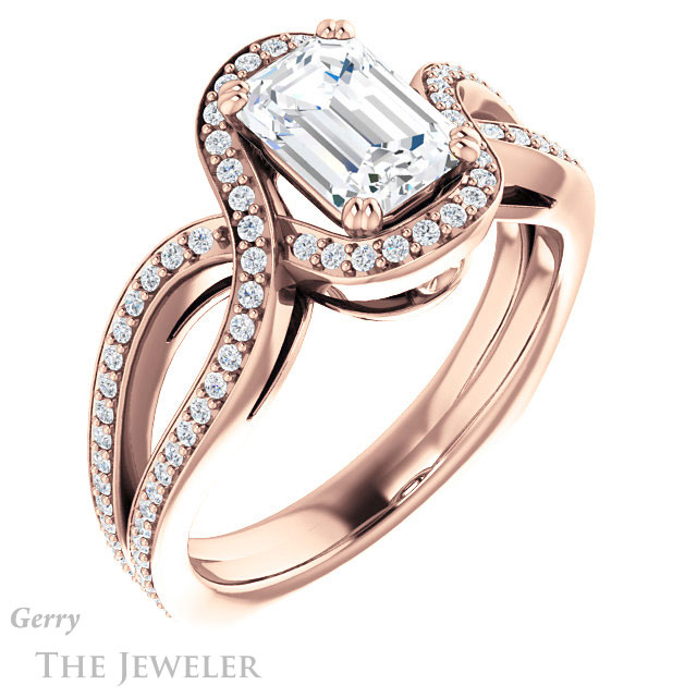 Emerald Cut Forever One Moissanite Engagement Ring #GTJ1257-emerald-fb-r | Gerry The Jeweler Emerald Cut Forever Brilliant Moissanite Engagement Ring #GTJ1257-emerald-fb-r