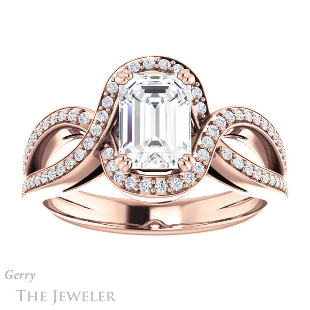 Emerald Cut Forever One Moissanite Engagement Ring #GTJ1257-emerald-fb-r | Gerry The Jeweler Emerald Cut Forever Brilliant Moissanite Engagement Ring #GTJ1257-emerald-fb-r