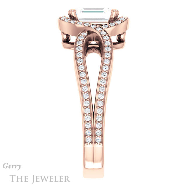 Emerald Cut Forever One Moissanite Engagement Ring #GTJ1257-emerald-fb-r | Gerry The Jeweler Emerald Cut Forever Brilliant Moissanite Engagement Ring #GTJ1257-emerald-fb-r