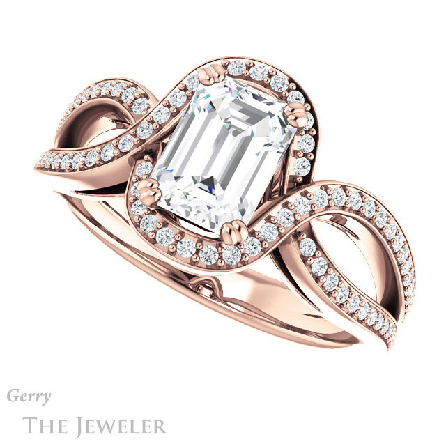 Emerald Cut Forever One Moissanite Engagement Ring #GTJ1257-emerald-fb-r | Gerry The Jeweler Emerald Cut Forever Brilliant Moissanite Engagement Ring #GTJ1257-emerald-fb-r