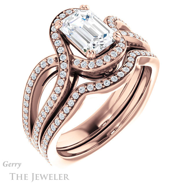 Emerald Cut Forever One Moissanite Engagement Ring #GTJ1257-emerald-fb-r | Gerry The Jeweler Emerald Cut Forever Brilliant Moissanite Engagement Ring #GTJ1257-emerald-fb-r