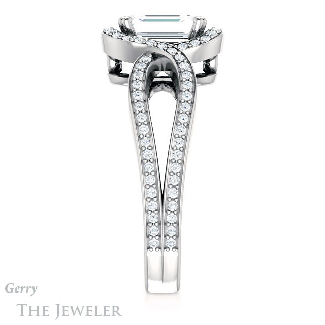 Emerald Cut Forever One Moissanite Engagement Ring #GTJ1257-emerald-fb-w | Gerry The Jeweler Emerald Cut Forever Brilliant Moissanite Engagement Ring #GTJ1257-emerald-fb-w