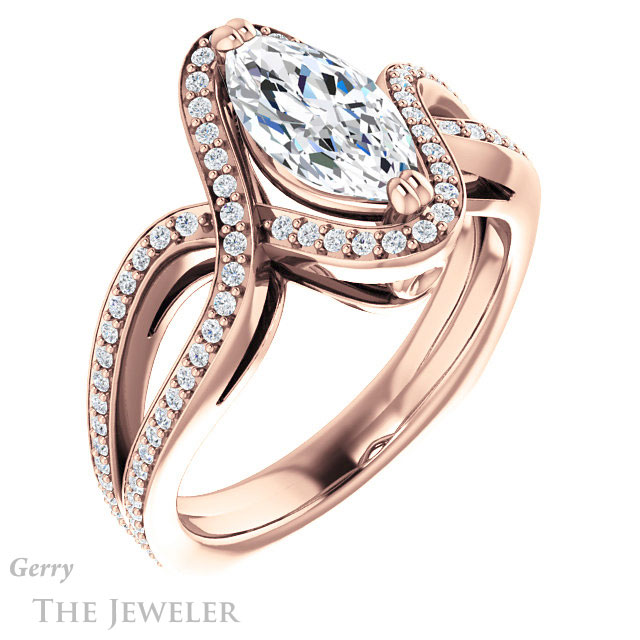 Marquise Cut Forever One Moissanite Engagement Ring #GTJ1257-marquise-fb-r | Gerry The Jeweler Marquise Cut Forever Brilliant Moissanite Engagement Ring #GTJ1257-marquise-fb-r