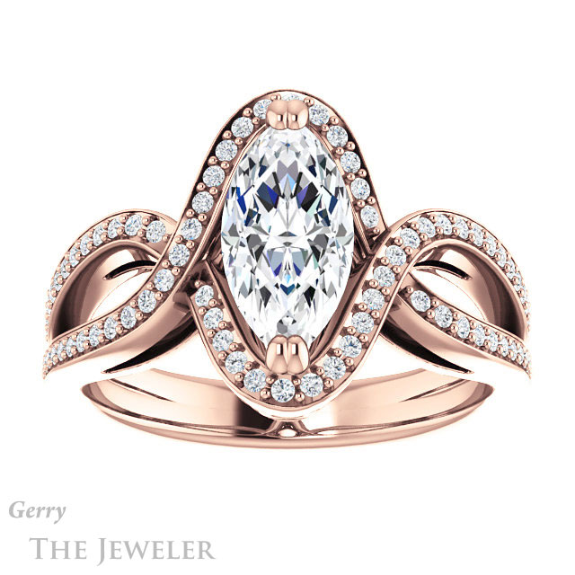 Marquise Cut Forever One Moissanite Engagement Ring #GTJ1257-marquise-fb-r | Gerry The Jeweler Marquise Cut Forever Brilliant Moissanite Engagement Ring #GTJ1257-marquise-fb-r