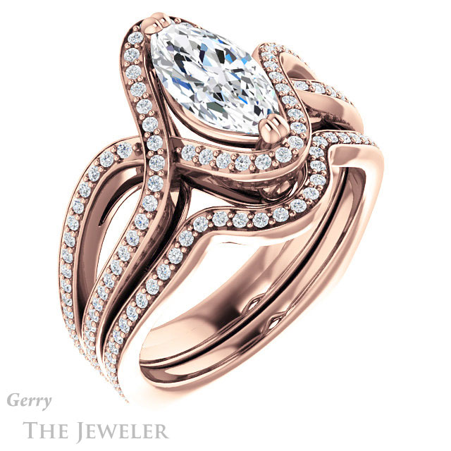 Marquise Cut Forever One Moissanite Engagement Ring #GTJ1257-marquise-fb-r | Gerry The Jeweler Marquise Cut Forever Brilliant Moissanite Engagement Ring #GTJ1257-marquise-fb-r
