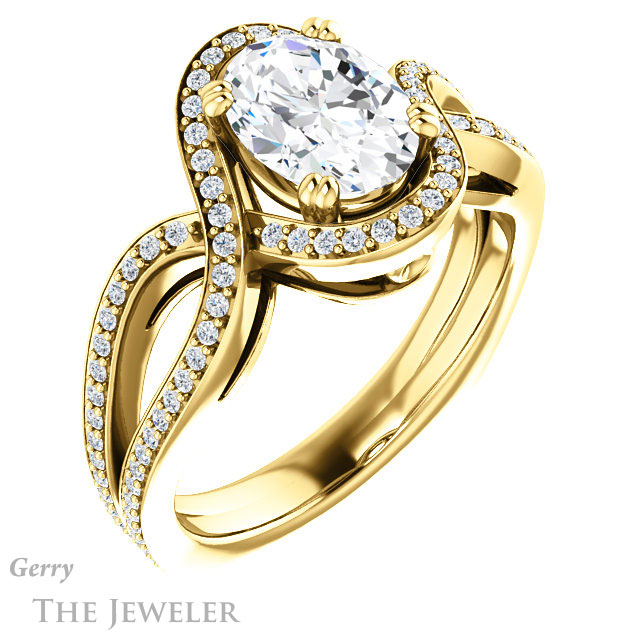 Oval Shaped Forever One Moissanite Engagement Ring #GTJ1257-oval-fo-y | Gerry The Jeweler Oval Shaped Forever One Moissanite Engagement Ring #GTJ1257-oval-fo-y