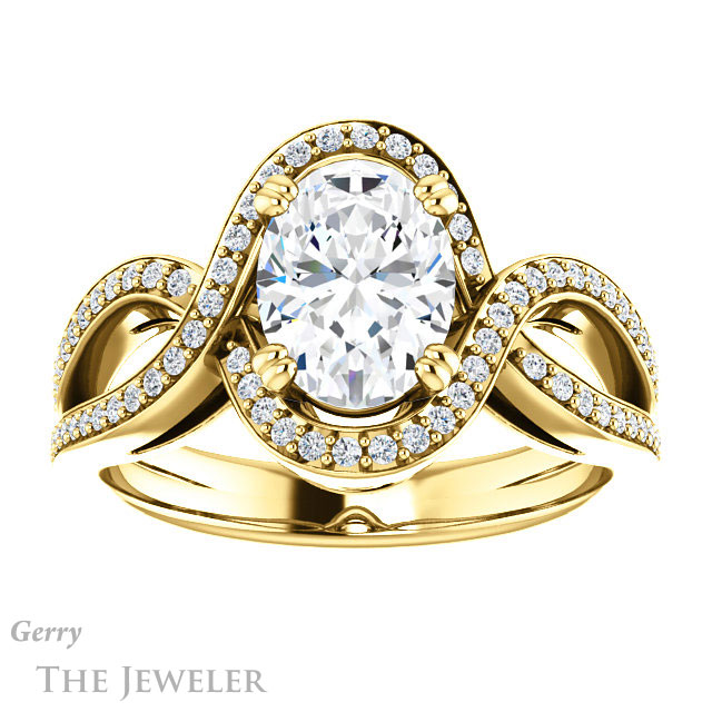 Oval Shaped Forever One Moissanite Engagement Ring #GTJ1257-oval-fo-y | Gerry The Jeweler Oval Shaped Forever One Moissanite Engagement Ring #GTJ1257-oval-fo-y